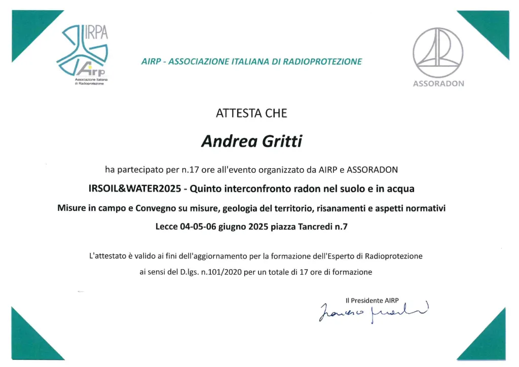 Certificate of Attendance IRSOIL & WATER 2025