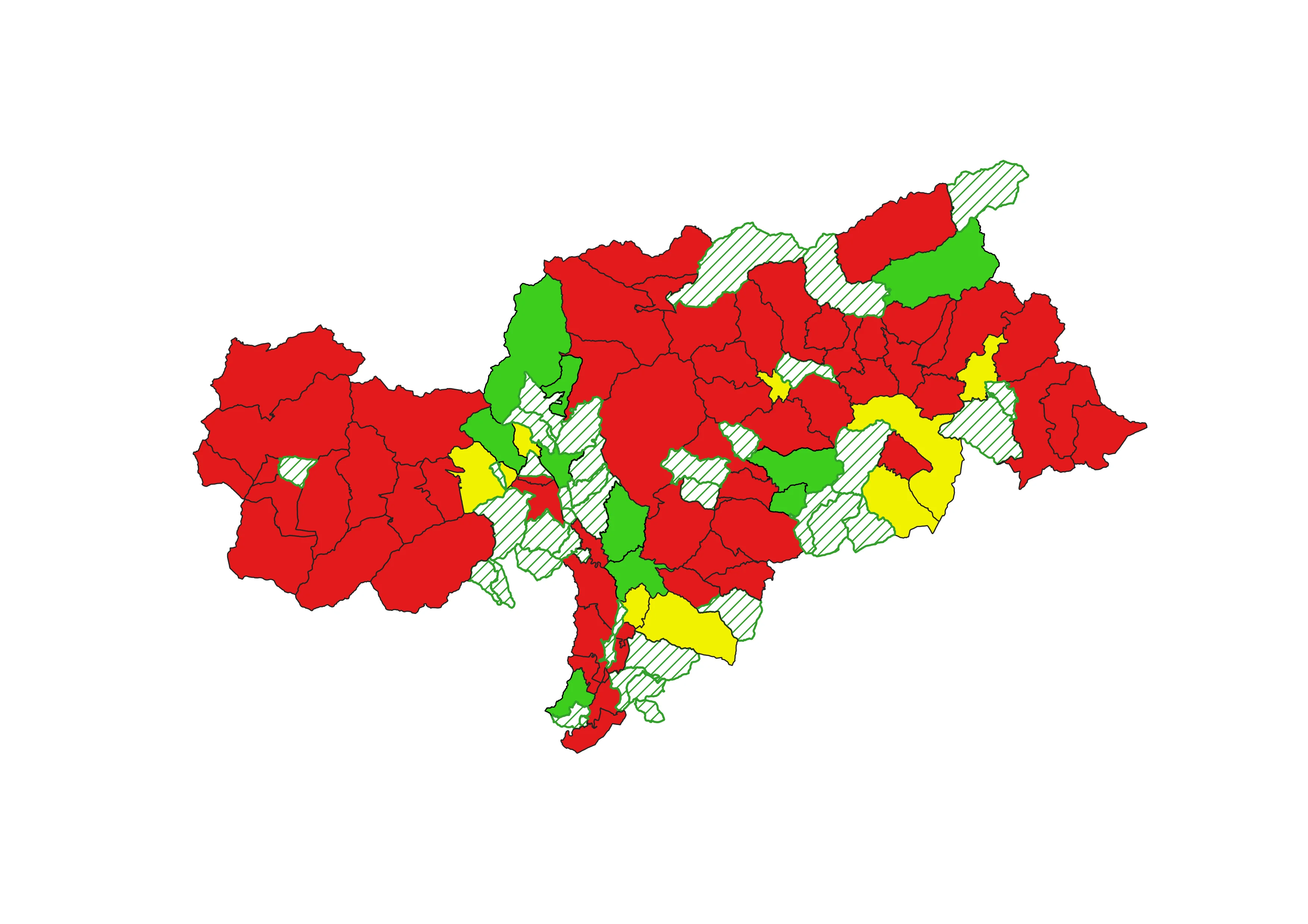 Mappa Aree Prioritarie Radon Provincia di Bolzano – Zone a rischio e di attenzione