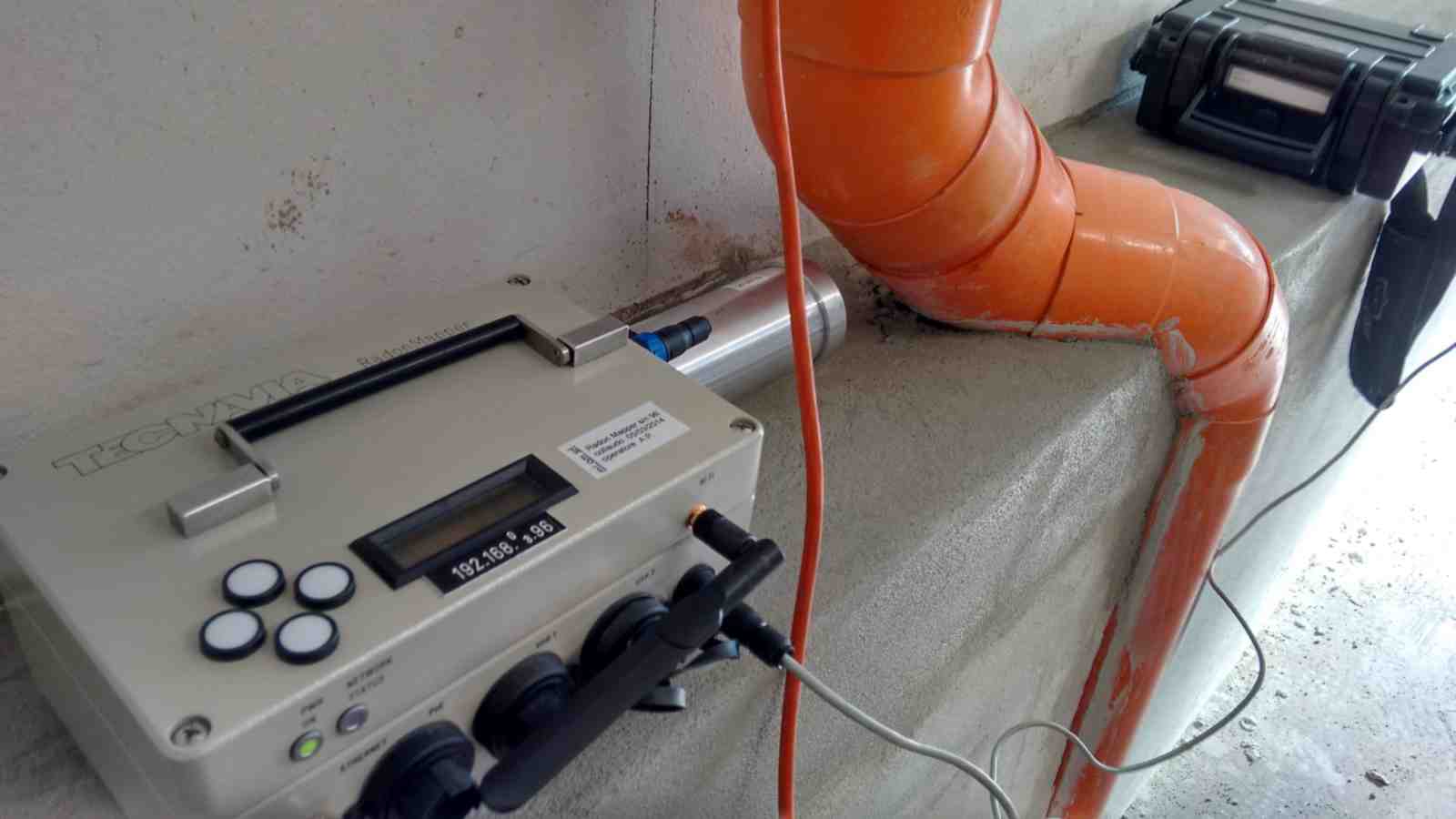 Active monitor connected to orange tube